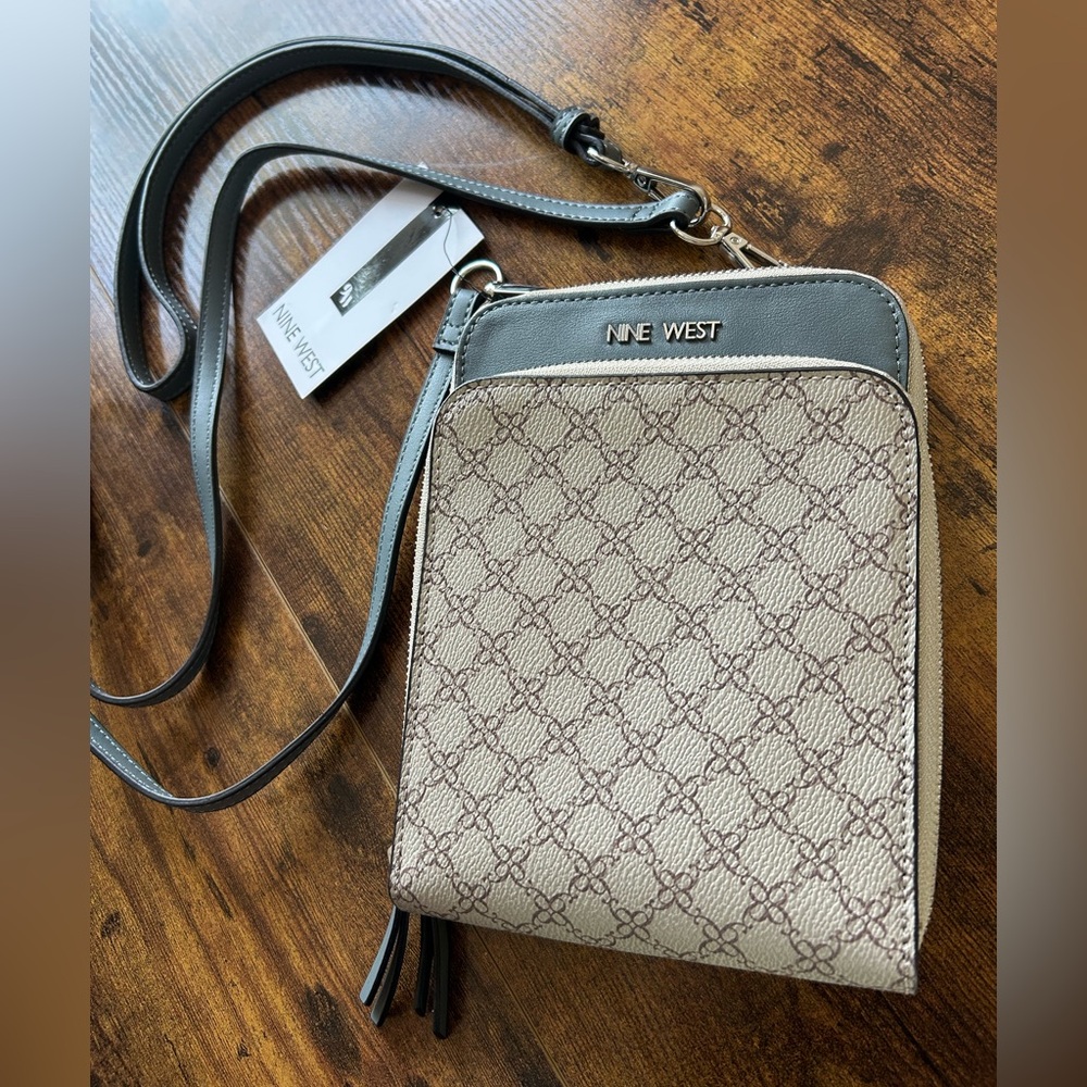 Nine West Gray and Tan Crossbody Bag